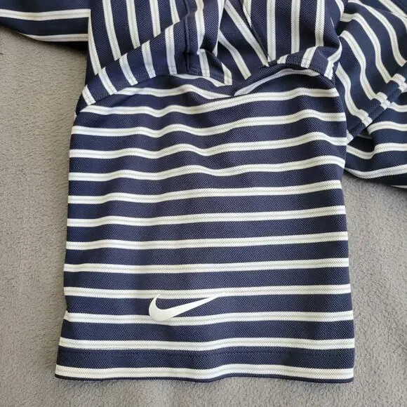 NIKE Shirt Polo Mens XL Blue DriFit Golf Striped Gray White Performance Business - Picture 8 of 14